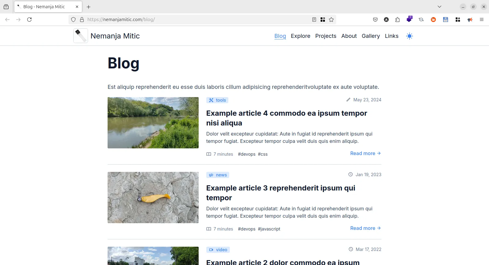 Homepage Developer blog